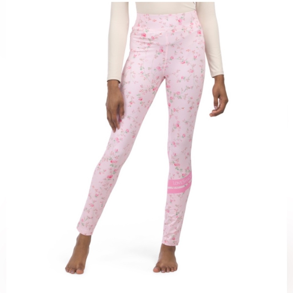 LoveShackFancy x Bogner Fire and Ice, Pink Floral base layer Leggings